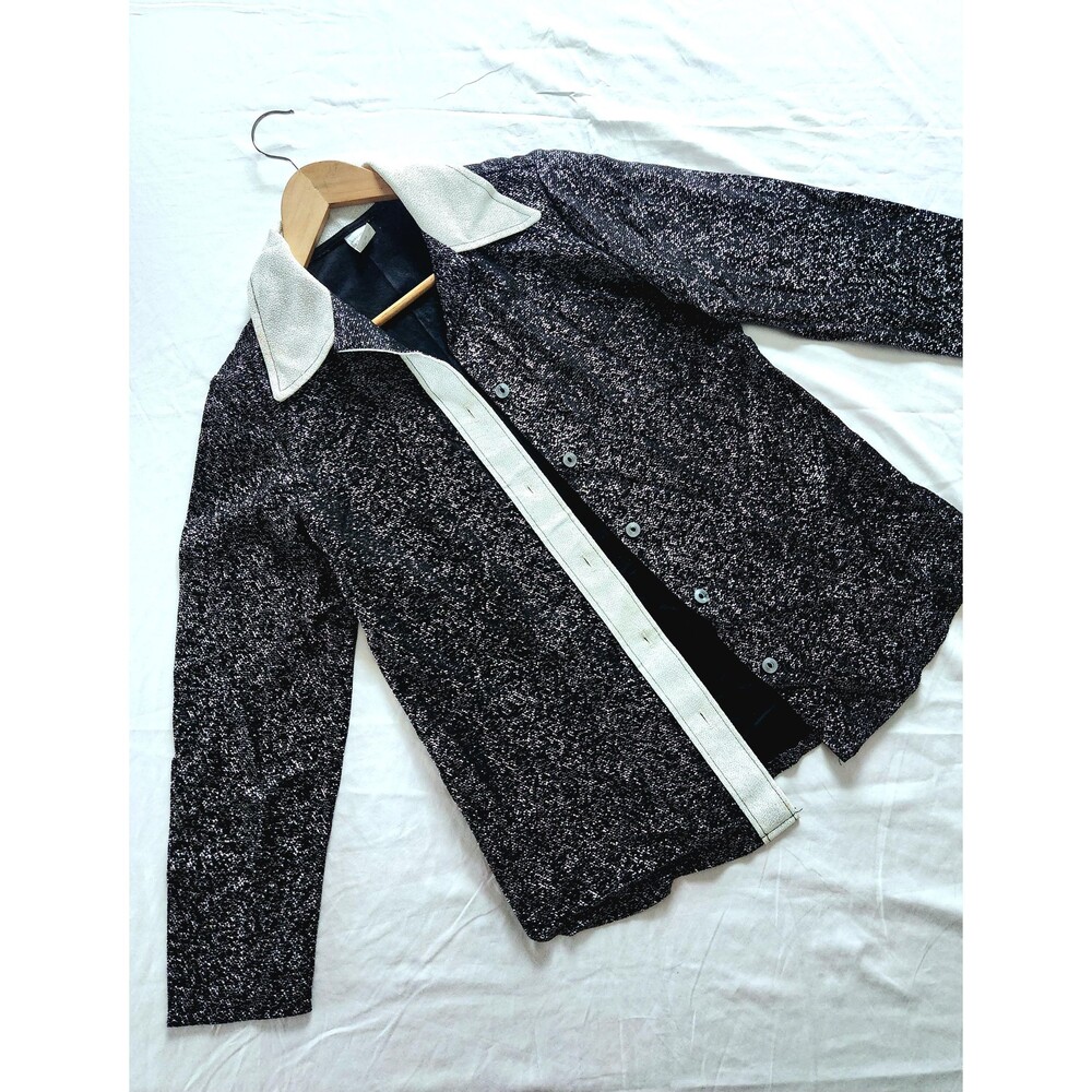 Vintage 1970s Disco Sparkly Metallic Glitter Blouse, Dagger Collar Shirt